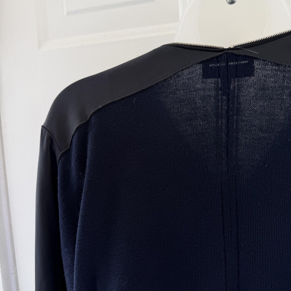 Rag & Bone Jacket Womens Large Navy Blue Crepe Knit Back Zip Bomber Minimalist - Picture 10 of 16